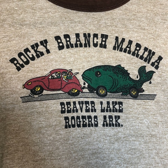 1970's Rocky Branch Marina Arkansas Ringer Tee - Picture 5 of 7